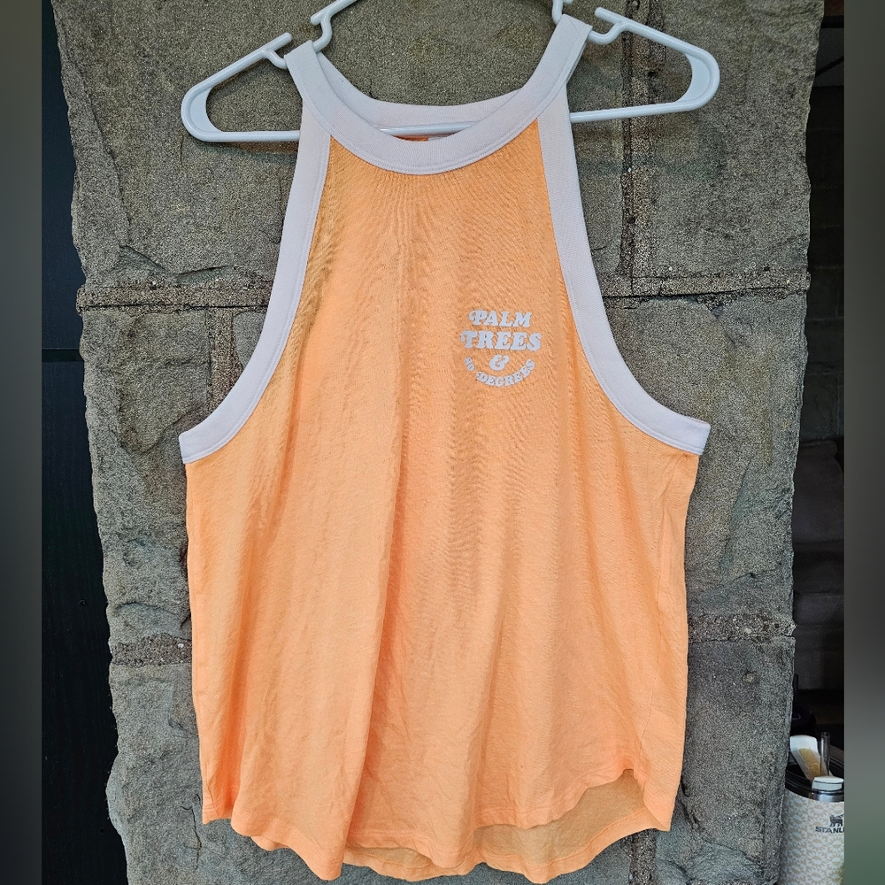 PINK Victoria's Secret Peach Tank Top with Cream Trim